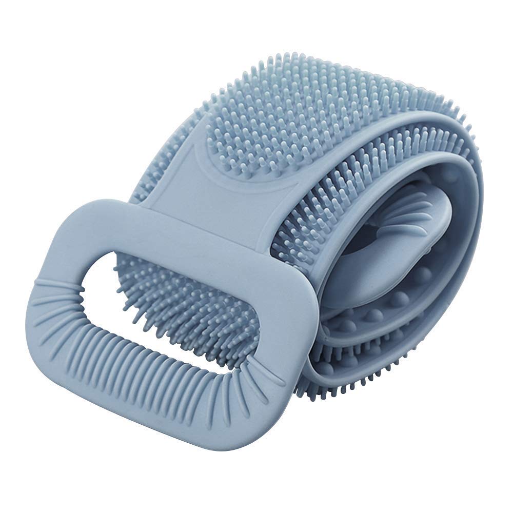 YEVIOR Updated Back Scrubber for Shower Extra Long 35", Handle Body Washer, Lathers Well, Dual Sided Silicone Exfoliating Texture Scrubbing Pad for Women Men to Deep Clean, Relax Your Body,Gray