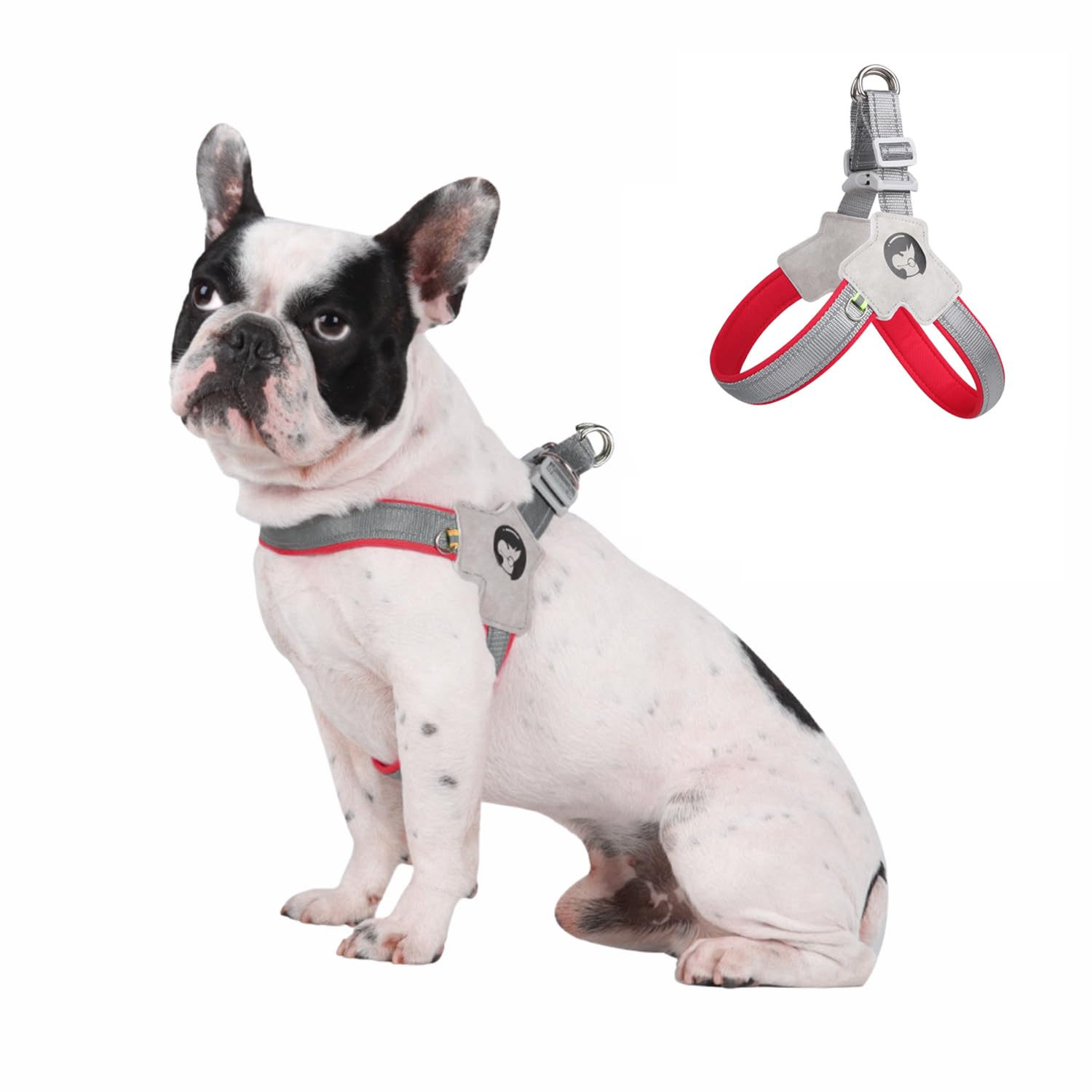 MeiAOBest No Pull Dog Harness,Step in Dog Harness Vest with Reflective Stripe,Breathable Mesh Padded Pet Y-Harness for Small Medium Dogs_L(Red)