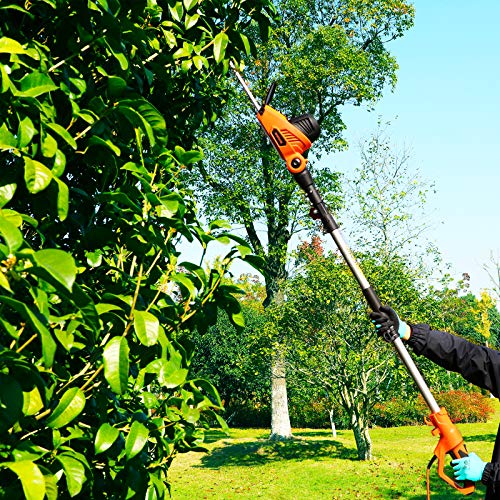 GARCARE Electric Pole Hedge Trimmer, Power Hedge Trimmer with 20 inch Dual-Action Laser Cut & Adjustable Cutting Head, 4.8Amp, 600W, Corded