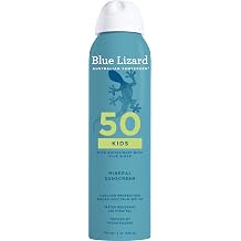 Blue Lizard Kids Mineral Sunscreen Spray SPF 50+, Brand, Broad-Spectrum UVA/UVB Protection, Water-Resistant, Zinc Oxide Formula, 5 fl oz | Zinc Oxide, 100% Mineral Actives, UVA/UVB Protection, Easy to Apply, Water-Resistant, Dries Clear, Vegan, For Kids