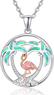 AENEAS Flamingo Necklace for Women Sterling Silver Flamingo Pendant Jewelry Pink Flamingo Gifts for Women Girls