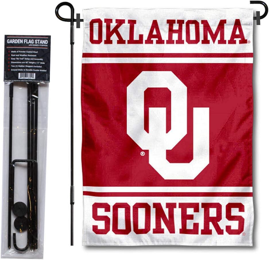 Oklahoma Sooners Garden Flag with Stand Holder