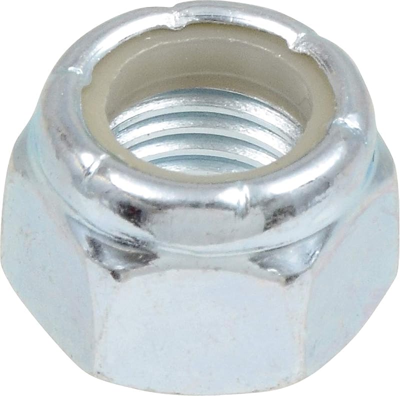 Tuercas de seguridad, 5/16-18, paquete de 100, zinc | Acero con inserto de nailon, rosca gruesa USS resistente a la vibración para pernos y varillas roscadas en reparación o montaje de equipos.