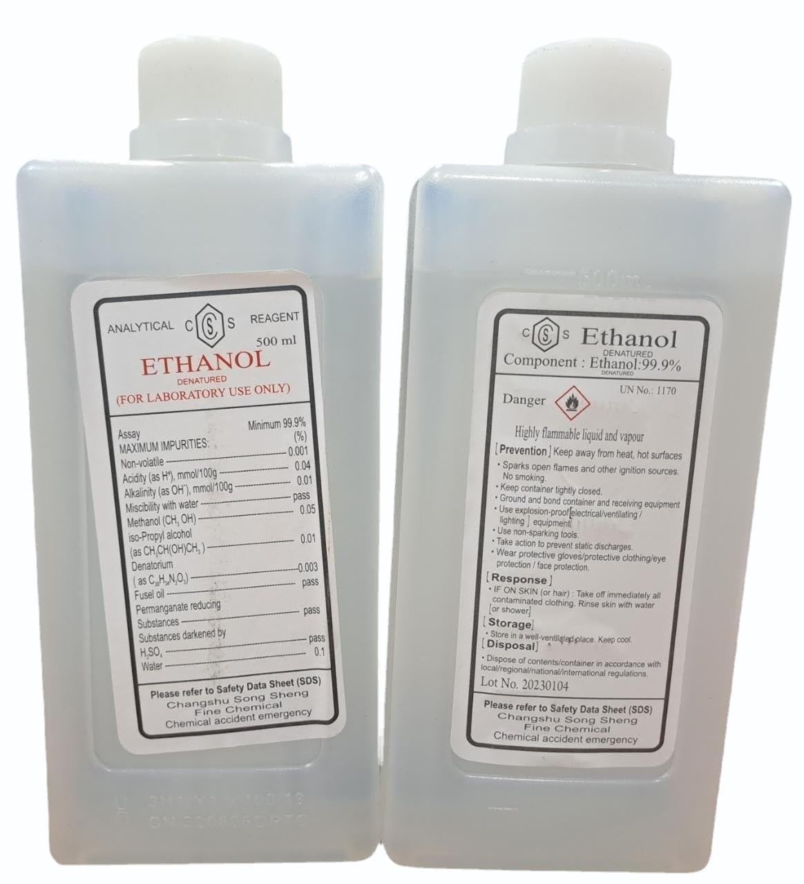 Absolute Denature Ethanol 99.9%,Analytical Grade, Laboratory Grade., generic, 500ml.
