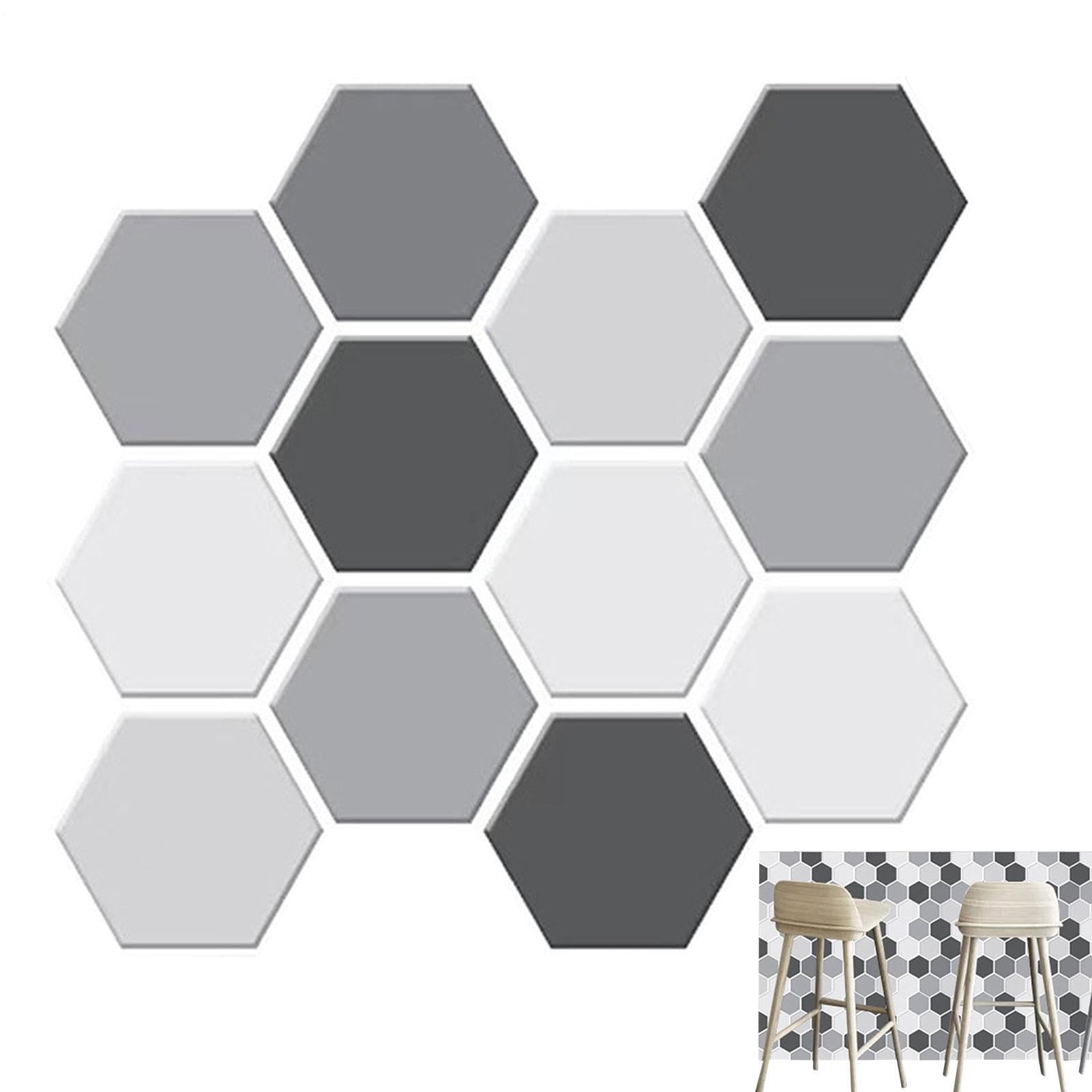 Azulejos de pared hexagonales autoadhesivos de 11.8 x 11.8 para baños y zonas de estar