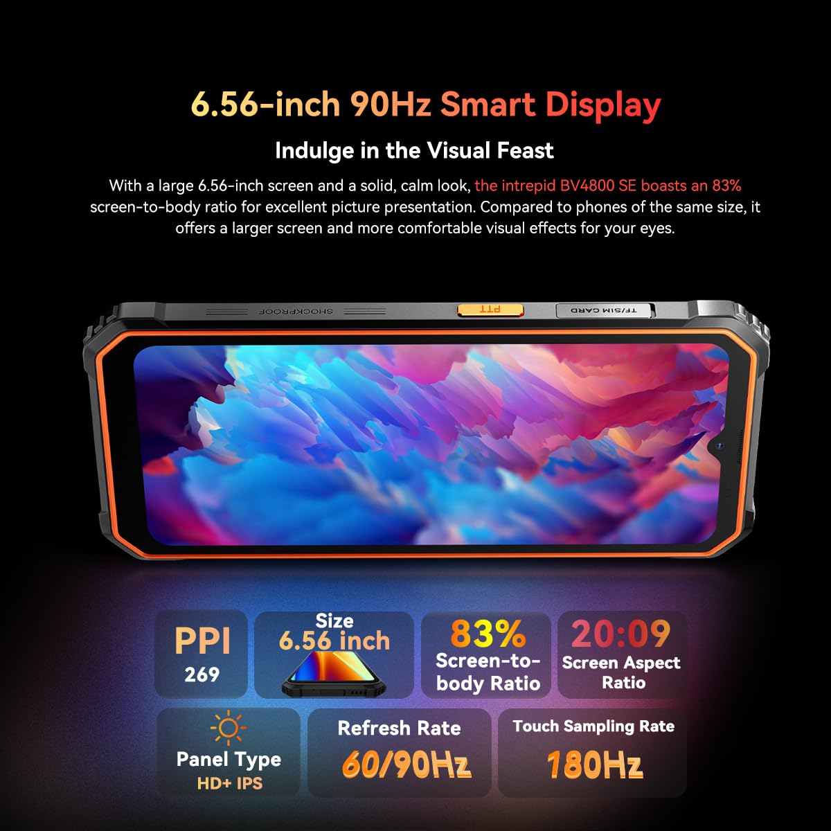 Blackview BV4800 SE (NFC) Téléphone Portable Incassable, 12Go+64Go/TF 1To Octa-Core, Android 15, 6.56" HD+, Smartphone Incassable, 5180mAh, 16MP+8MP, 4G Dual SIM, 3 Slot/GPS/Face ID/NFC Noir