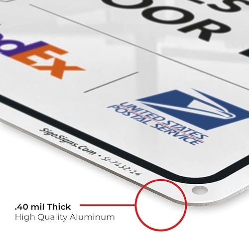 Vista 485 de Cartel de entrega del paquete, letrero de instrucciones de entrega, 10 x 7 pulgadas, aluminio 040 libre de óxido, resistente a la decoloración