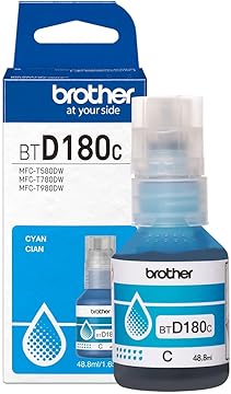 Brother Genuine BTD180C High Yield Cyan Ink Bottle for 580, 780, 980 Printers Brother Genuine BTD180C High Yield Cyan Ink Bottle for 580, 780, 980 Printers