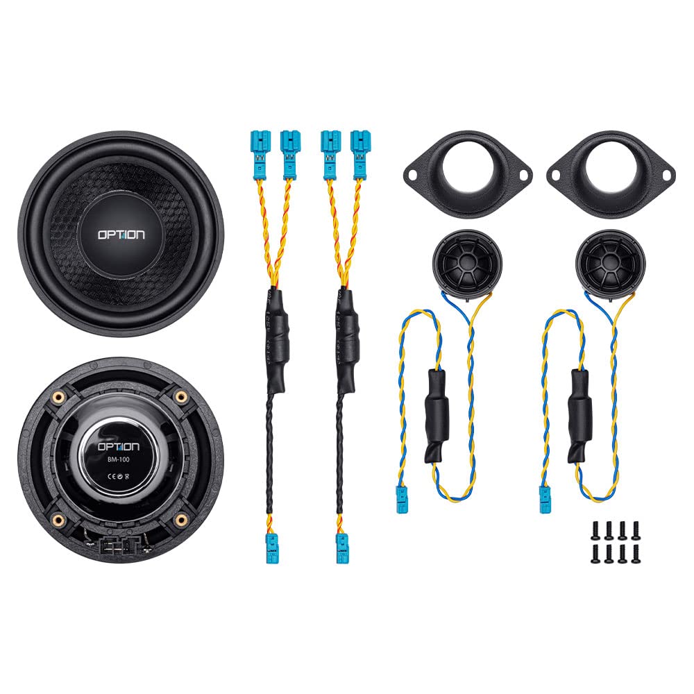 Option BM-100 kompatibel mit BMW Fahrzeugen - 10cm Komponenten Lautsprecher passend für BMW - 50 Watt RMS, 4 Ohm, 90 dB (Plug & Play)