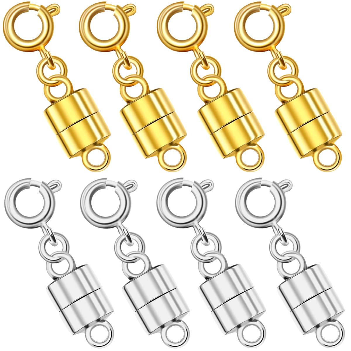 Magnetic Necklace Clasps and Closures,Magnetic Necklace and Bracelet Clasps, Jewelry Clasps and Converters Set, Silver and Gold Plated Stainless Steel