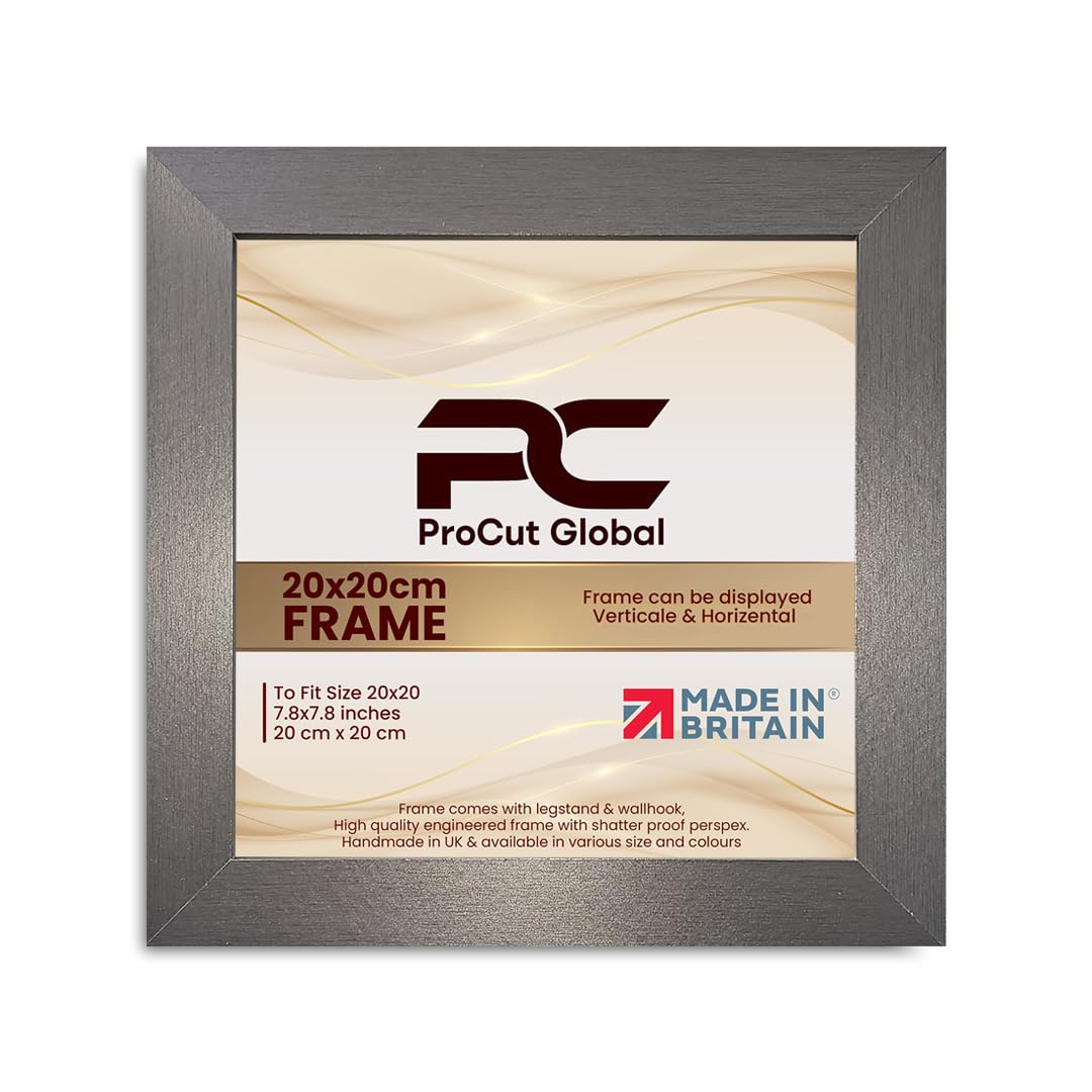 Procut Global 20X20CM Dark Oak Picture Frames - Modern Wooden Photo Frame with Shatterproof Perspex for Wall or Tabletop - Perfect for Posters, Certificates, Prints - Sizes & Colors Available