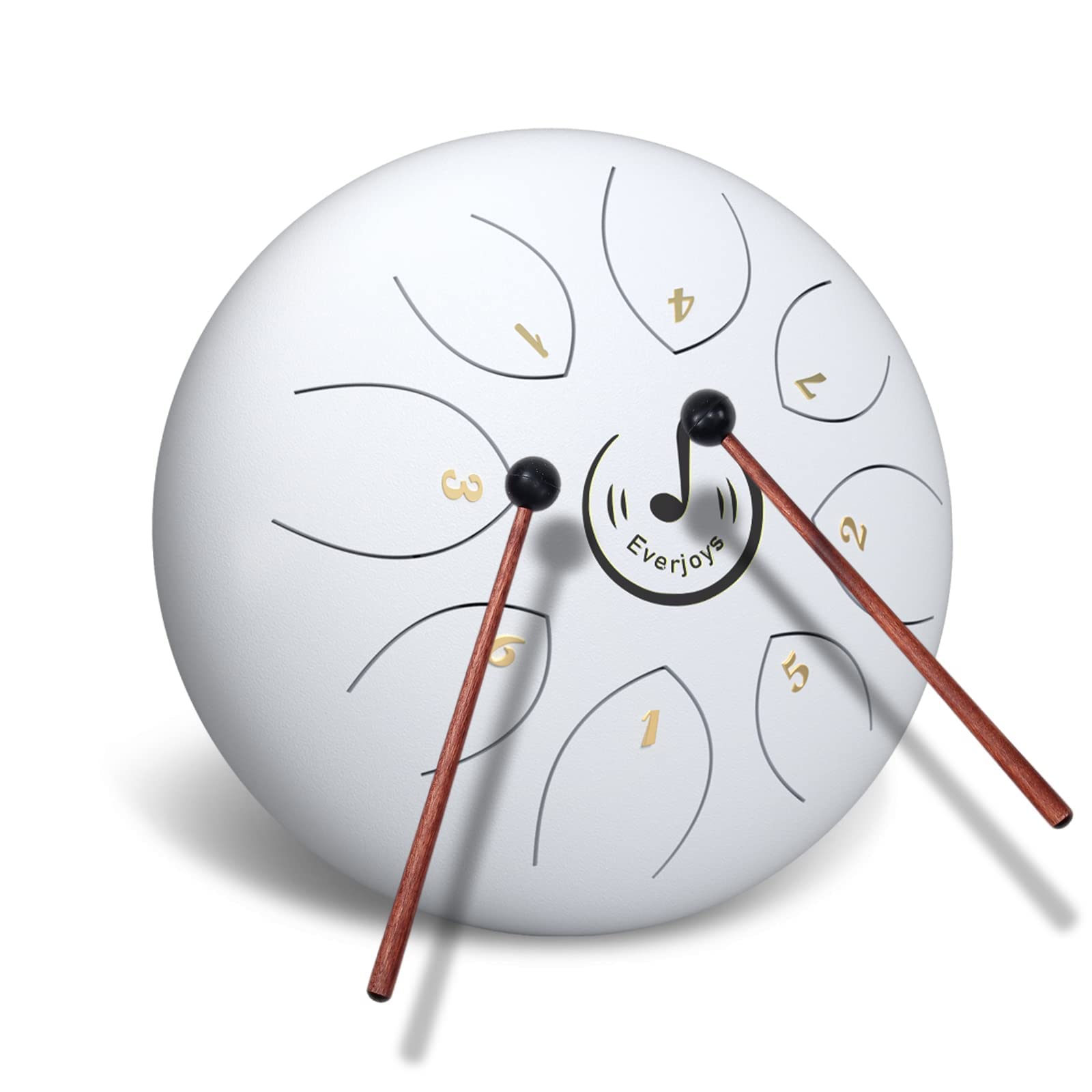 Steel Tongue Drum 6 inch 8 Notes C-Key Handpan Drum Percussion Instrument Ethereal Drum w/Bag,Music Book and Mallets for Music Education,Yoga Meditation,Mind Healing(White)