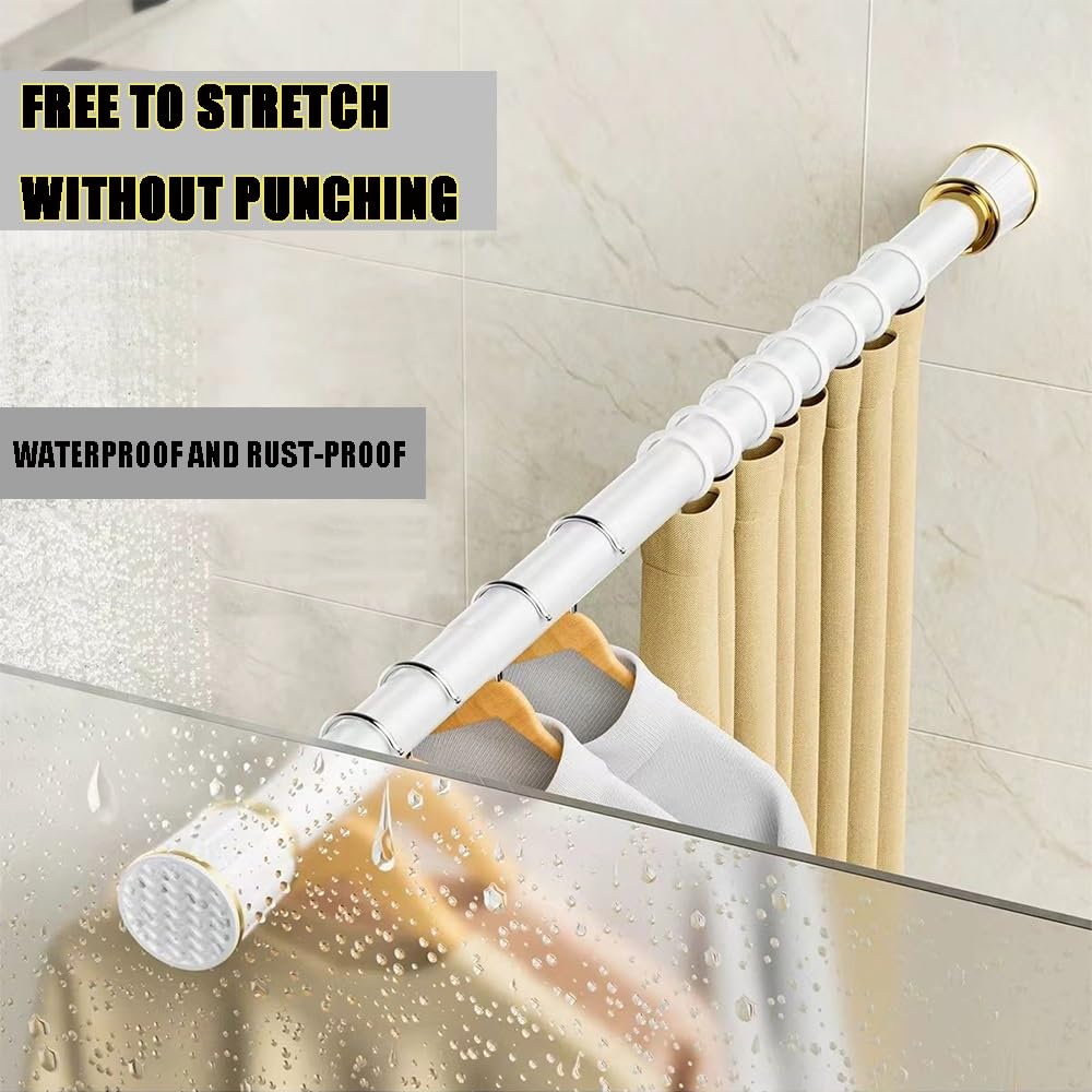 Rideau de douche extensible sans perçage pour chambre à coucher, balcon et douche Noir 360 cm 450 cm