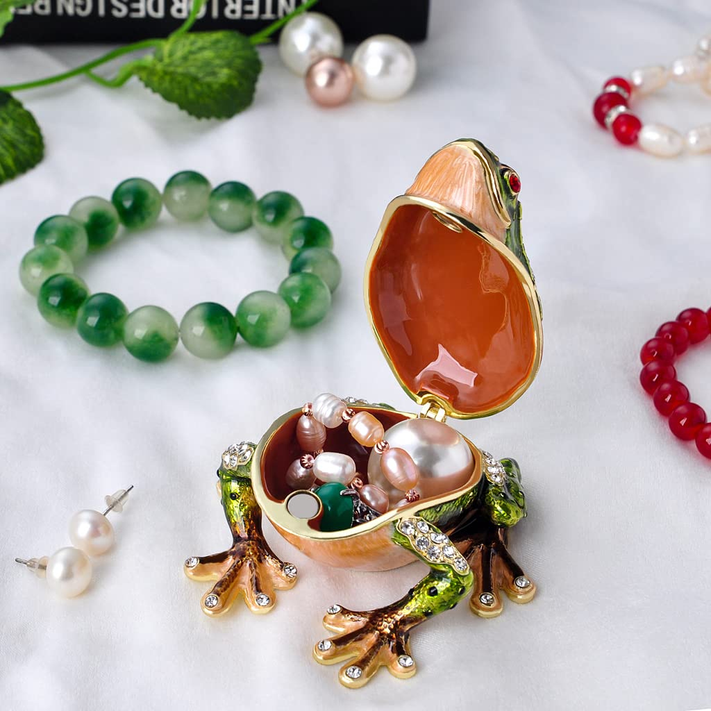 Amazon.com: FJ FENGZHIJIE Frog Jewelry Box Golden Crystal Enameled