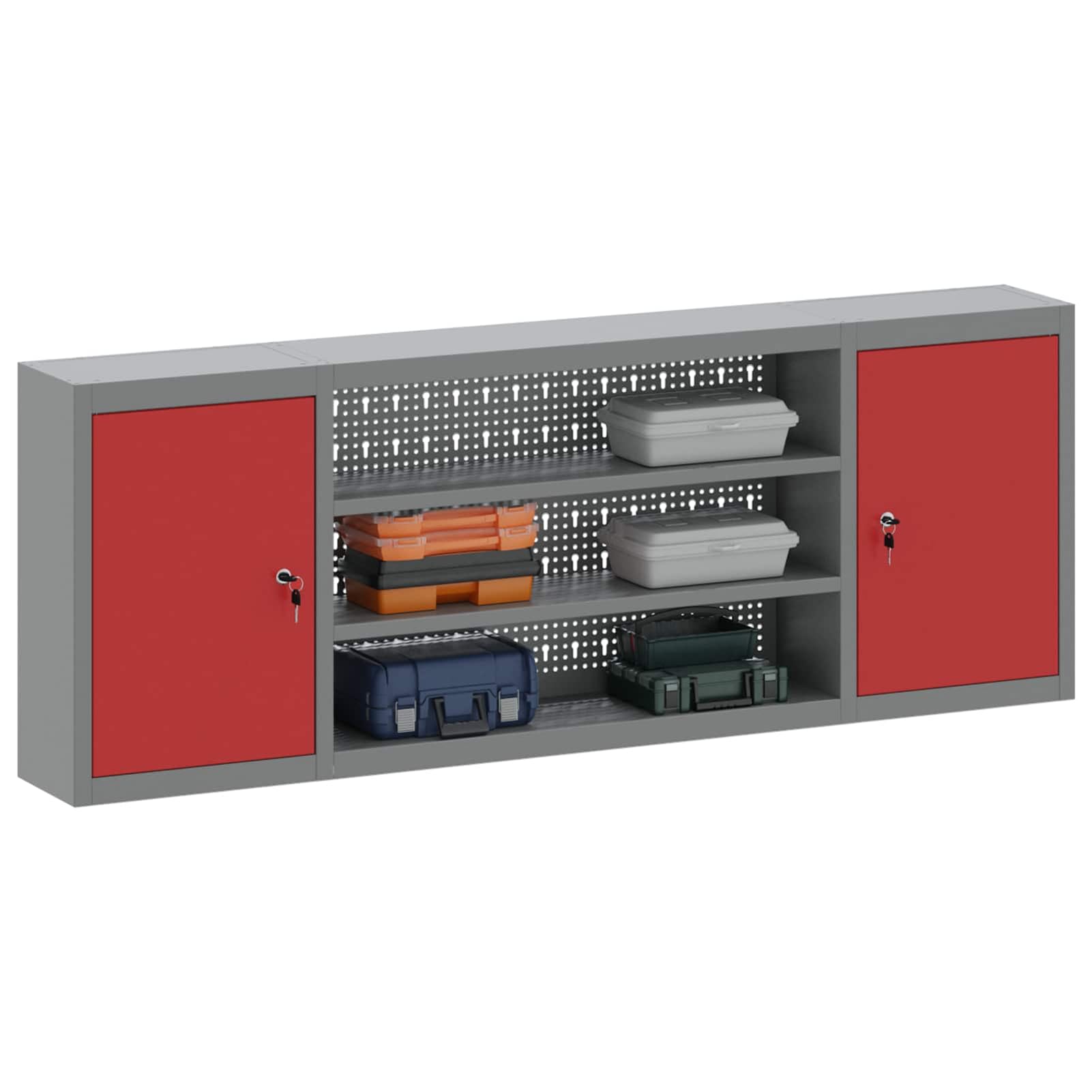 Gecheer Armadio da Lavoro Mobile, Set 10 Pezzi con archiviazione, Acciaio e Legno, Armadio Attrezzi Regolabile, organizzazione Utensili for Laboratorio, Officina, Garage, Professionisti