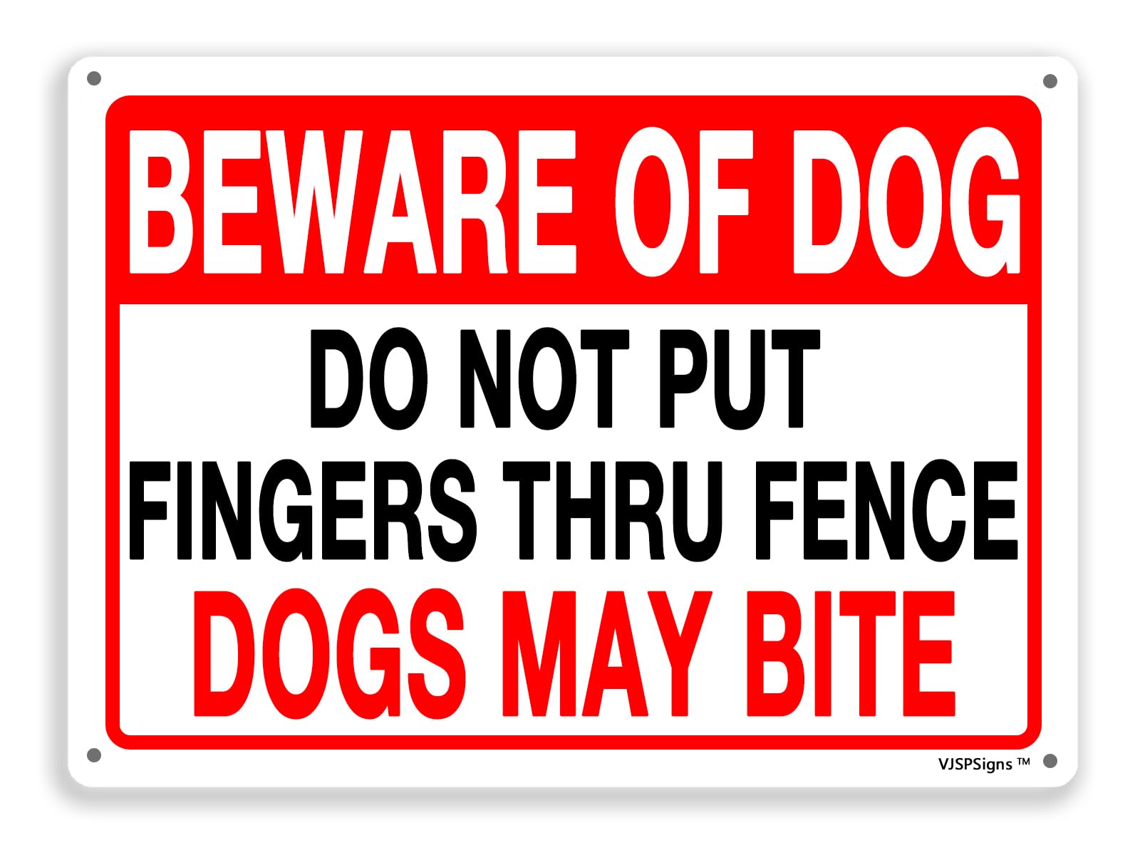 peiyeety Beware Of Dog Signs,Dog May Bite Sign,Dogs on Duty Sign DoPut Fingers Through Fence 12"X16" Metal Aluminum Sign