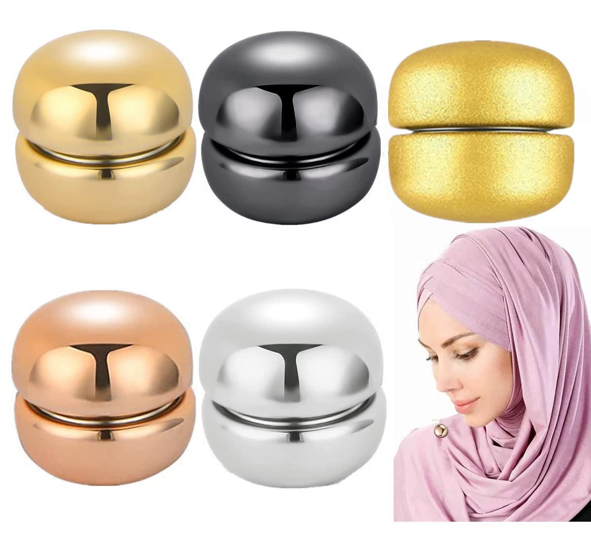 BBYY5 Pcs Hijab Magnetic Pins With Strongest Commercial Strength, Magnets Hijab Pins Buttons No Snag Magnets Hijab for Women Multi-use Colorful Scarf Round Magnets Hijab