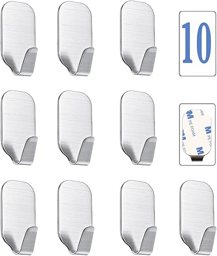 Miniatura 7 de Ganchos autoadhesivos pequeños para colgar ganchos resistentes para ganchos adhesivos de pared, paquete de 10