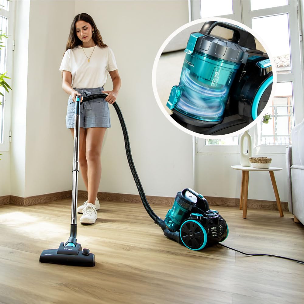 Cecotec Conga Rockstar Cyclonic XL bezworkowy odkurzacz do sań 890 W, zbiornik o dużej pojemności 2,5 l, filtr o wysokiej wydajności, regulowana metalowa rura teleskopowa oraz akcesoria meblowe i