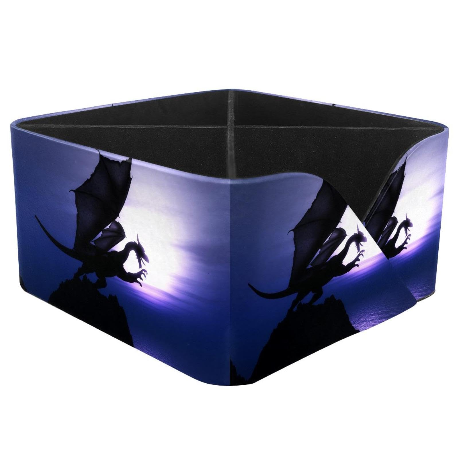 KengjuTesu Night Moonlight Dragon Desktop Organizer Pen Holder, Rectangular Pencil Cup for Office, Study and Makeup Stations
