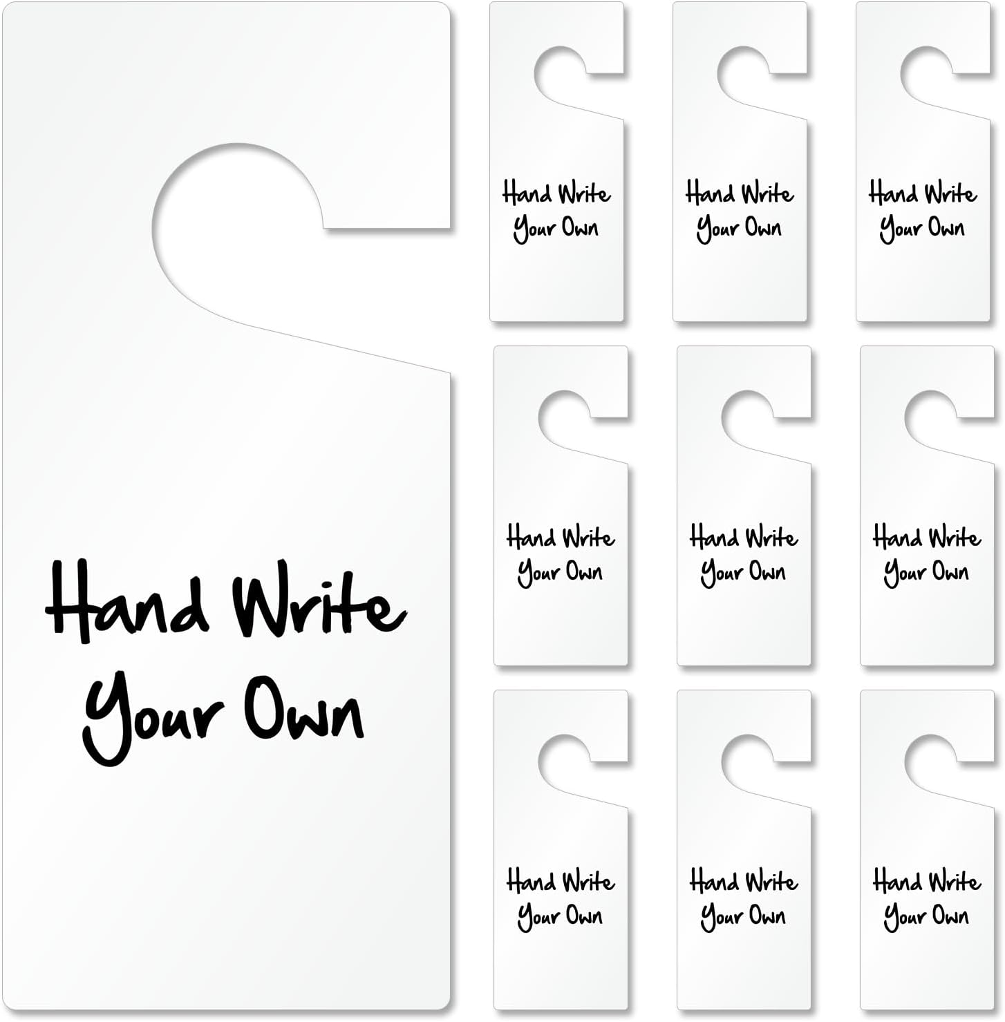 SmartSign Pack of 10 Blank Write-On Door Knob Hanger Tags - 4x9" Durable 15 Mil Vinyl, White, Water-Resistant