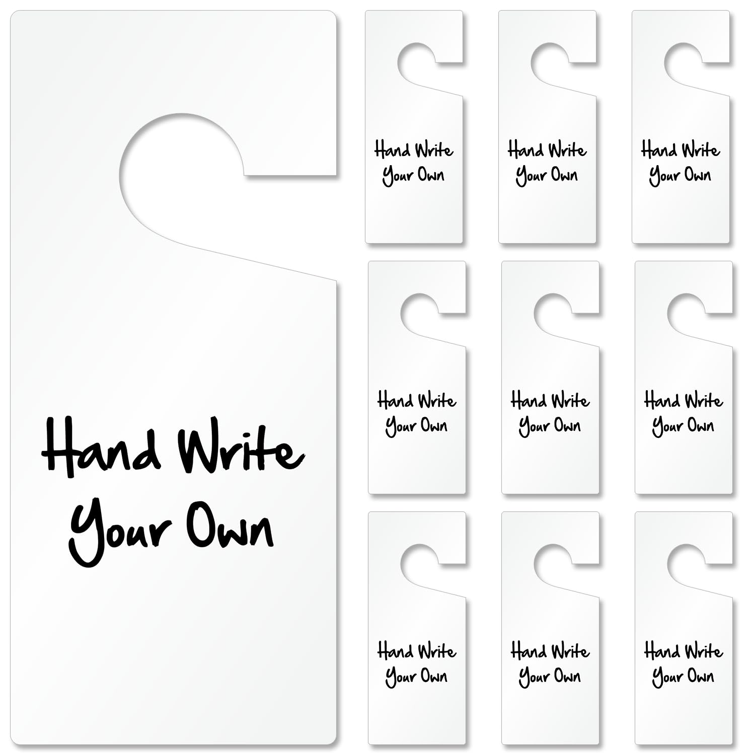 SmartSign (Pack of 10) Blank Write-On Door Knob Hanger Tags - 4" x 9", 15 mil Vinyl, White, Easy to Display