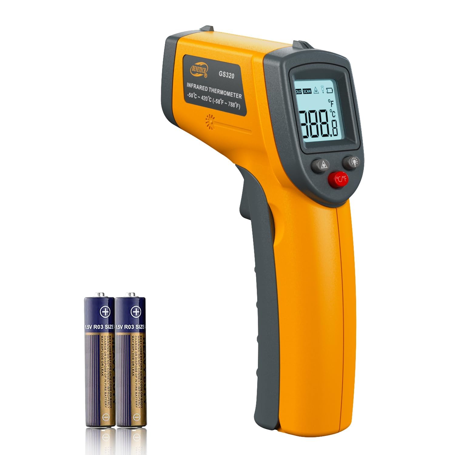 Benetech Infrared Thermometer Gun, Non-Contact Digital Laser Temperature Gun for Kitchen Cooking Food, Grill, Pizza Oven, Candy, Fridge, HVAC