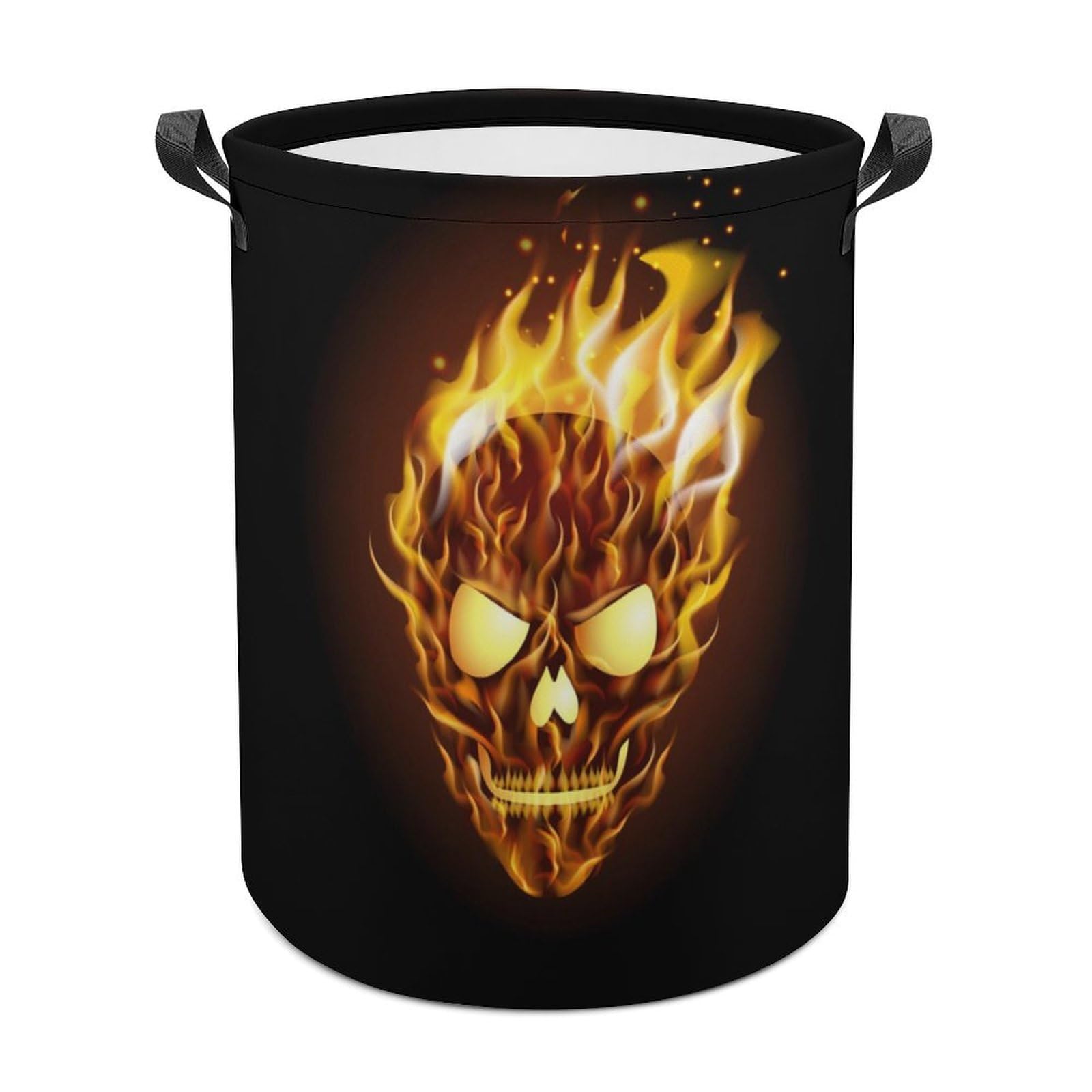 Wlntrophic Laundry Hamper, Skull with Flame Laundry Basket, Washing Basket with Handle