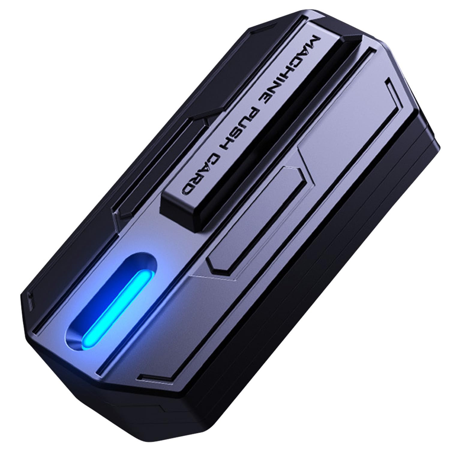 Magnetic Metal Fidget Toys with Luminous Light - Fidget Slider Toy for Adults - 3-Layer Mech Metal Sensory Push Slider Toy with Pleasing Metallic Sound - for Stress Relief - Gift for Men (Blue)