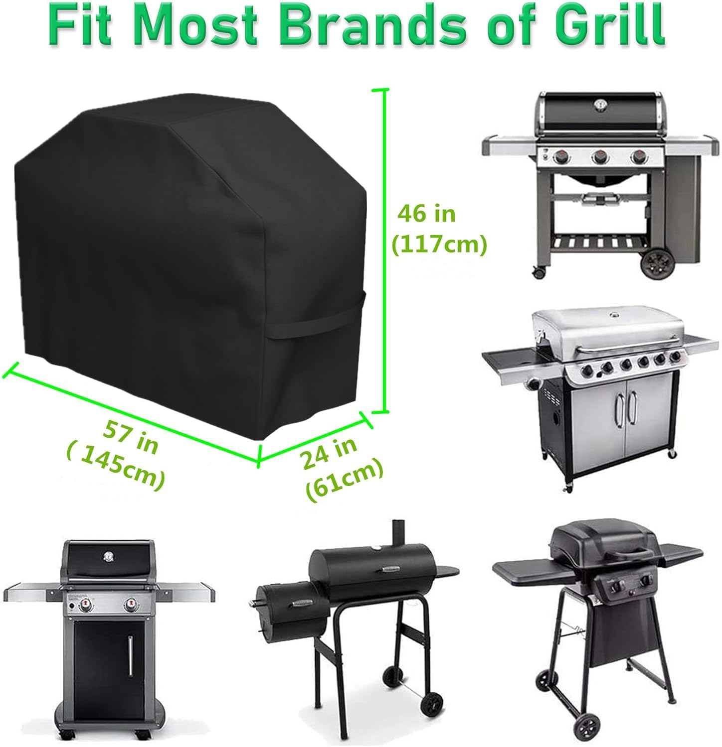 BBQ Cover,Barbecue Covers,BBQ Covers Waterproof Heavy Duty Large,Barbecue Cover,BBQ Covers-Oxford Fabric Waterproof (145X61X117) - 3