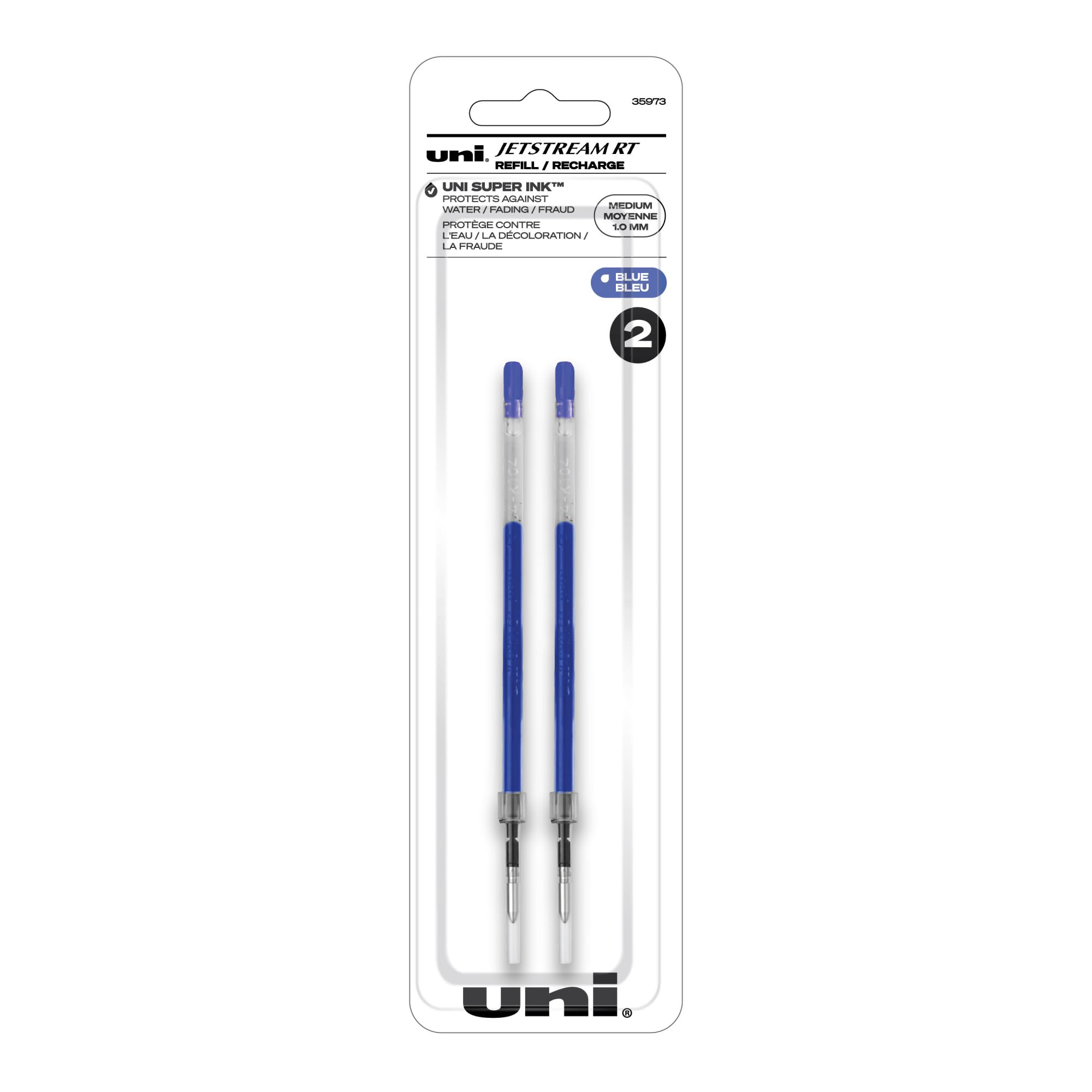 Uniball Jetstream RT Kugelschreiberminen, 1,0 mm mittlere Spitze, blaue Tinte, 6 Ersatzminen