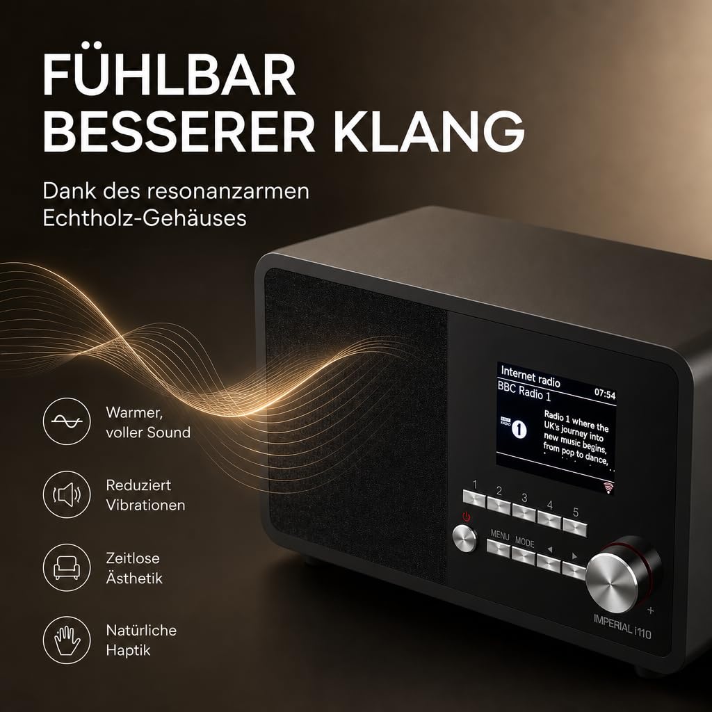 Imperial i110 22-320-00 Internetradio WLAN, Bluetooth, Küchenradio, WLAN - Internetradio (TFT Farbdisplay, Line-Out, Netzteil) schwarz