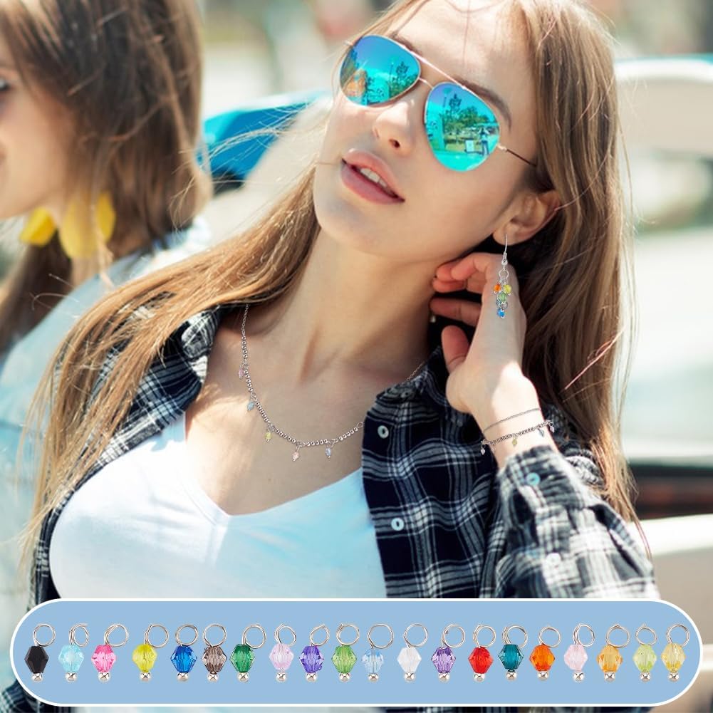 PH PandaHall 100pcs 20 Colors Crystal Dangle Charms Pendants, 4mm Crystal Bead Charms Glass Bicone Bead Charms Tiny Bead Dangles for DIY Earring Necklace Bracelet Jewelry Making - Image 6