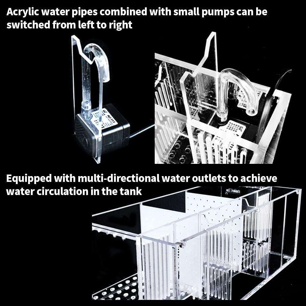Acuario LED Acrílico, Tanque De Pescado Betta Profesional, Kits De Inicio De Acuario Transparente, Pez Acrílico Ultra Transparente, Escritorio Sin Borde De Pescado Betta,3 Room