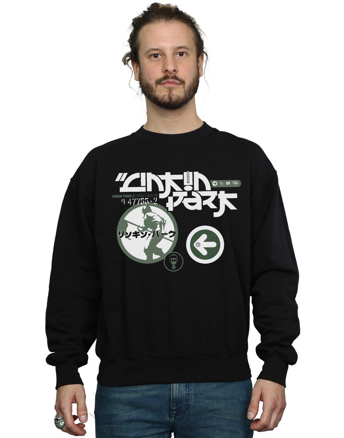 Absolute Cult Men's Black Linkin Park Jpn Soldier Sweatshirt XX-Large