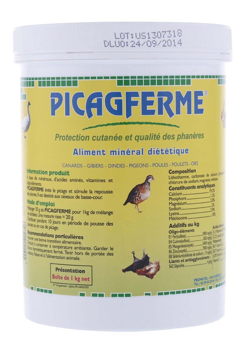 PICAGFERME SEMOULETTE 1 kg Aliment minéral diététique pour volailles (évite Le piquage, stimule la Repousse des Plumes)