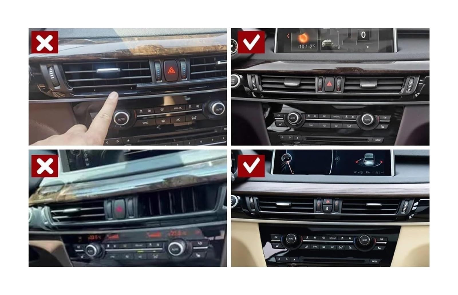 Auto Griglia Bocchette Aria Condizionata Per B&MW X5 X6 X5M X6M F15 F16 F85 F86 Cruscotto Centrale Dell'auto Pannello Di Copertura Della Bocchetta Ventilazione AC 64229253115(Middle)