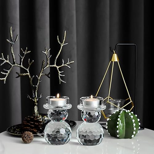 Miniatura 7 de 2 candelabros de Navidad de cristal, muñeco de nieve, candelabros de Navidad con forma linda, decoración de mesa para el hogar, decoración de mesa