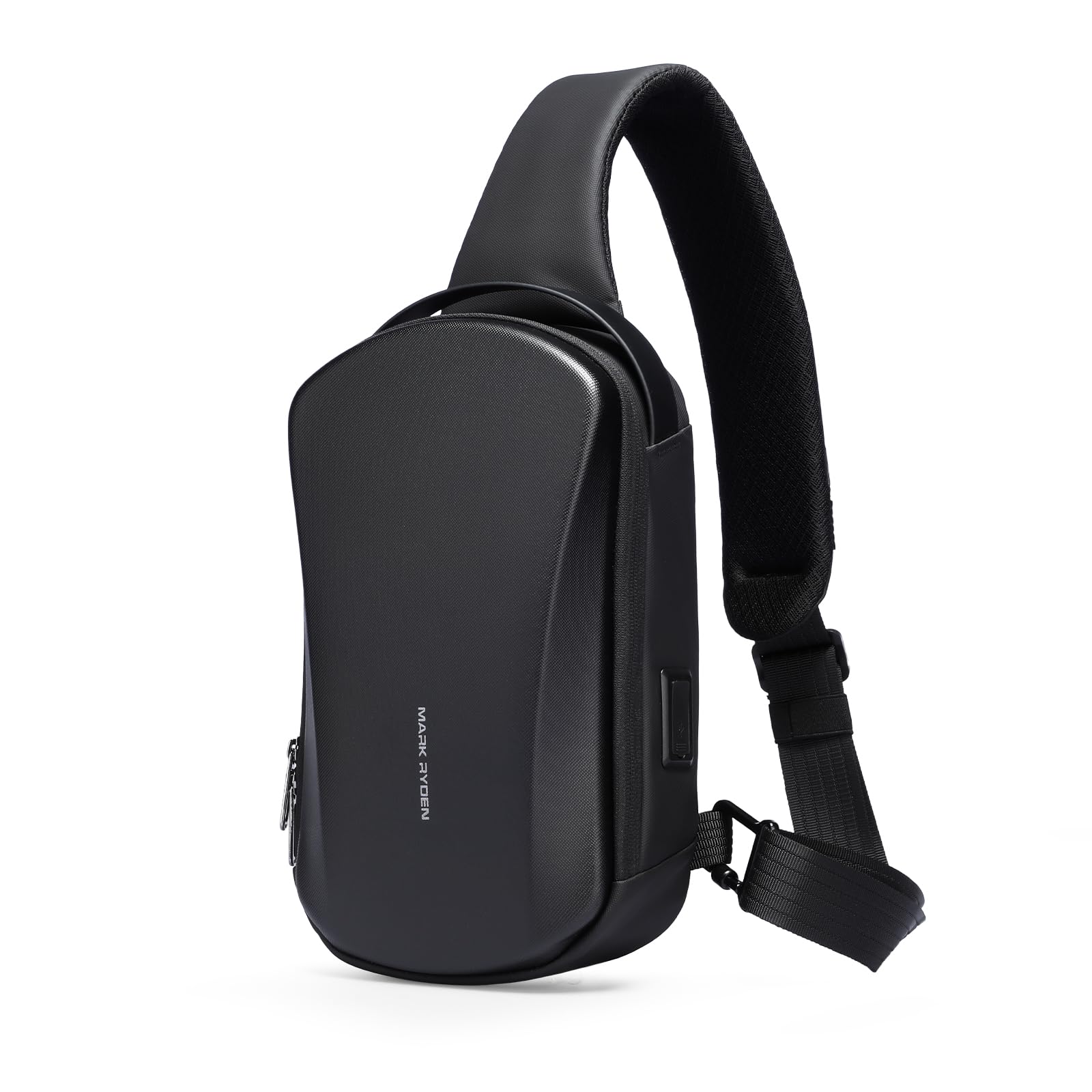 Photo 1 of [Stock Photo Similar but not same, check live photos] MS Mark Ryden Hard Shell Sling Backpack for Men, Water Resistant Crossbody Backpack with USB Charging Port, Chest Bag for Travel, Gym
