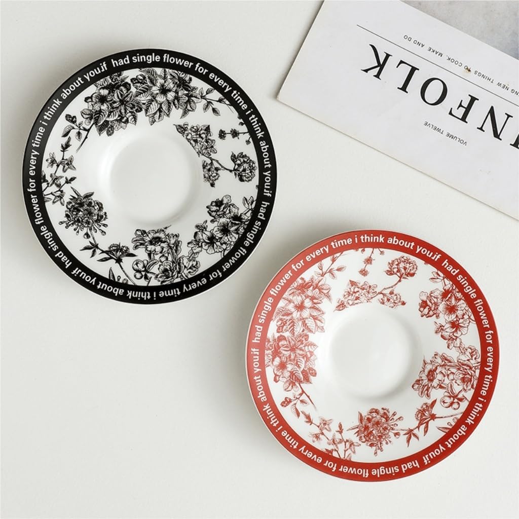 Herbata herbaty, Ceramiczny zestaw filiżanek i spodków do kawy Wysokiej jakości(Red)