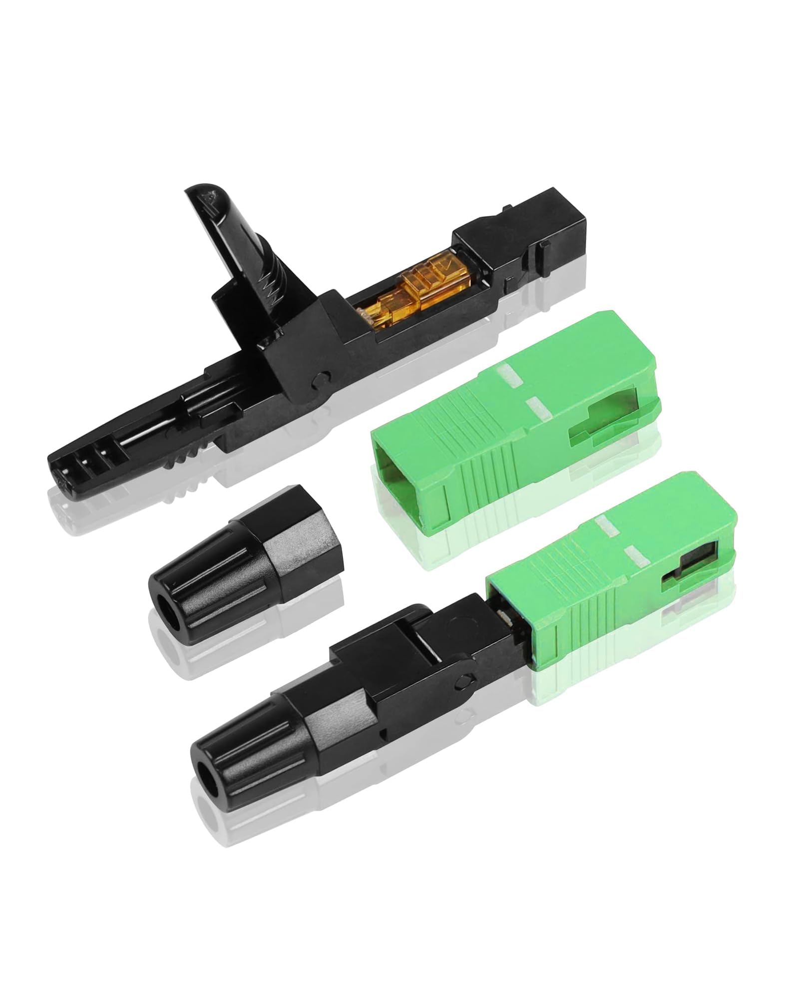 DEWIN Conector Rápido de Fibra SC,100 Piezas Conectores fríos de Fibra óptica rápida SC/APC Conector de Fibra Optica SC para Conexiones de Fibra óptica monomodo y Conexiones de Interfaz FC