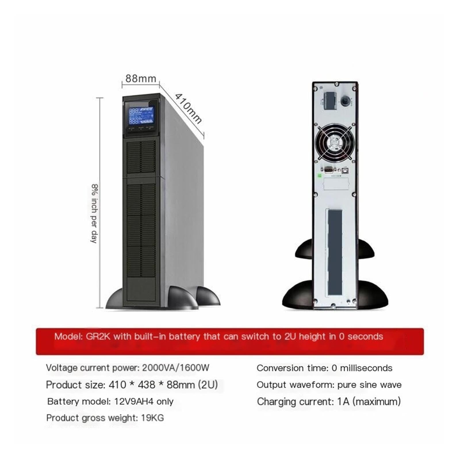 Alimentación ininterrumpida de UPS en línea, GR2K-1600W 2000VA UPS