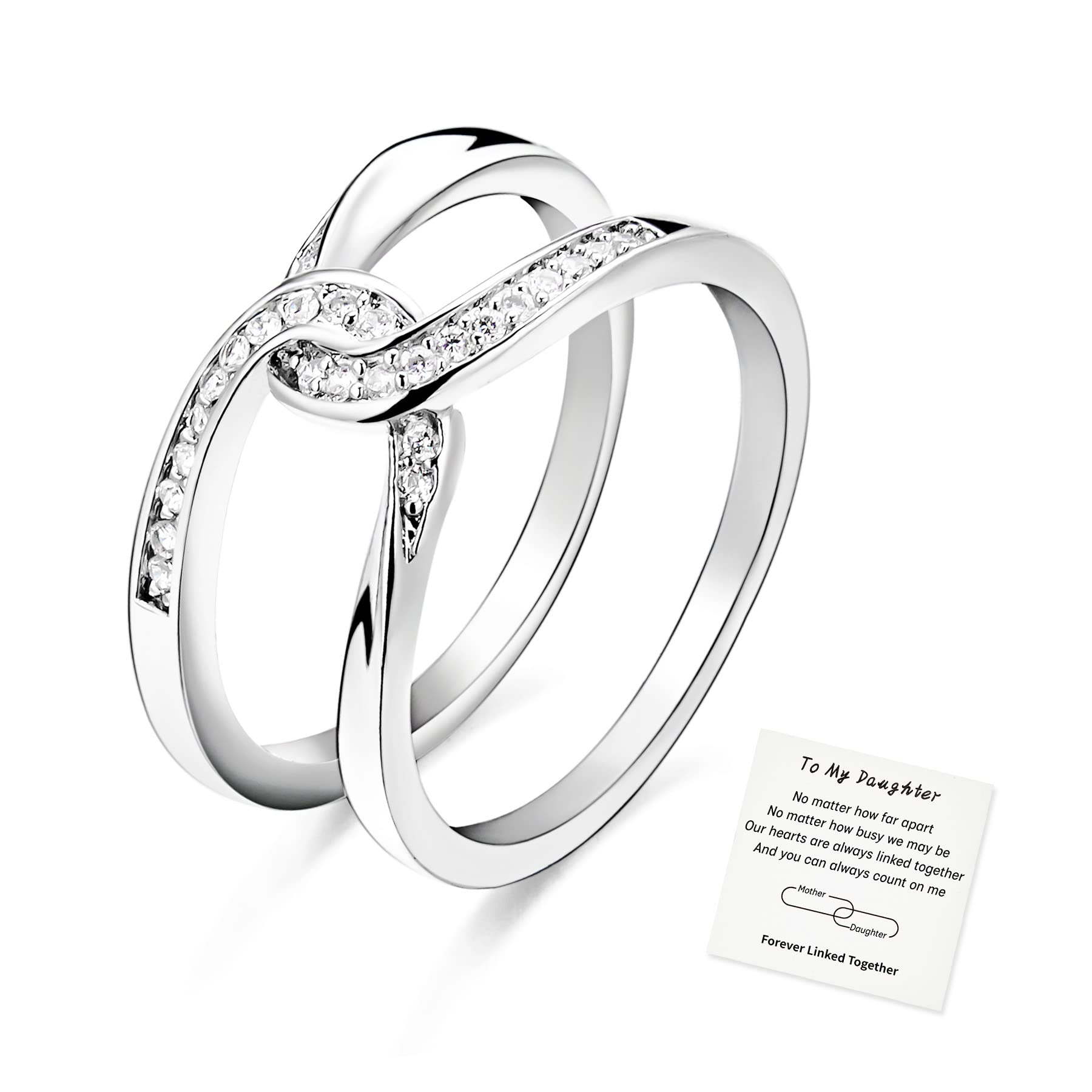 Gmaimother Daughter Rings Special Bond Rectangle Interlocking Ring