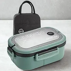 Kit Marmita Lancheira Fitness 1l Hermética com Alça Com Bolsa Térmica - Para Academia/Trabalho/Faculdade (Verde)