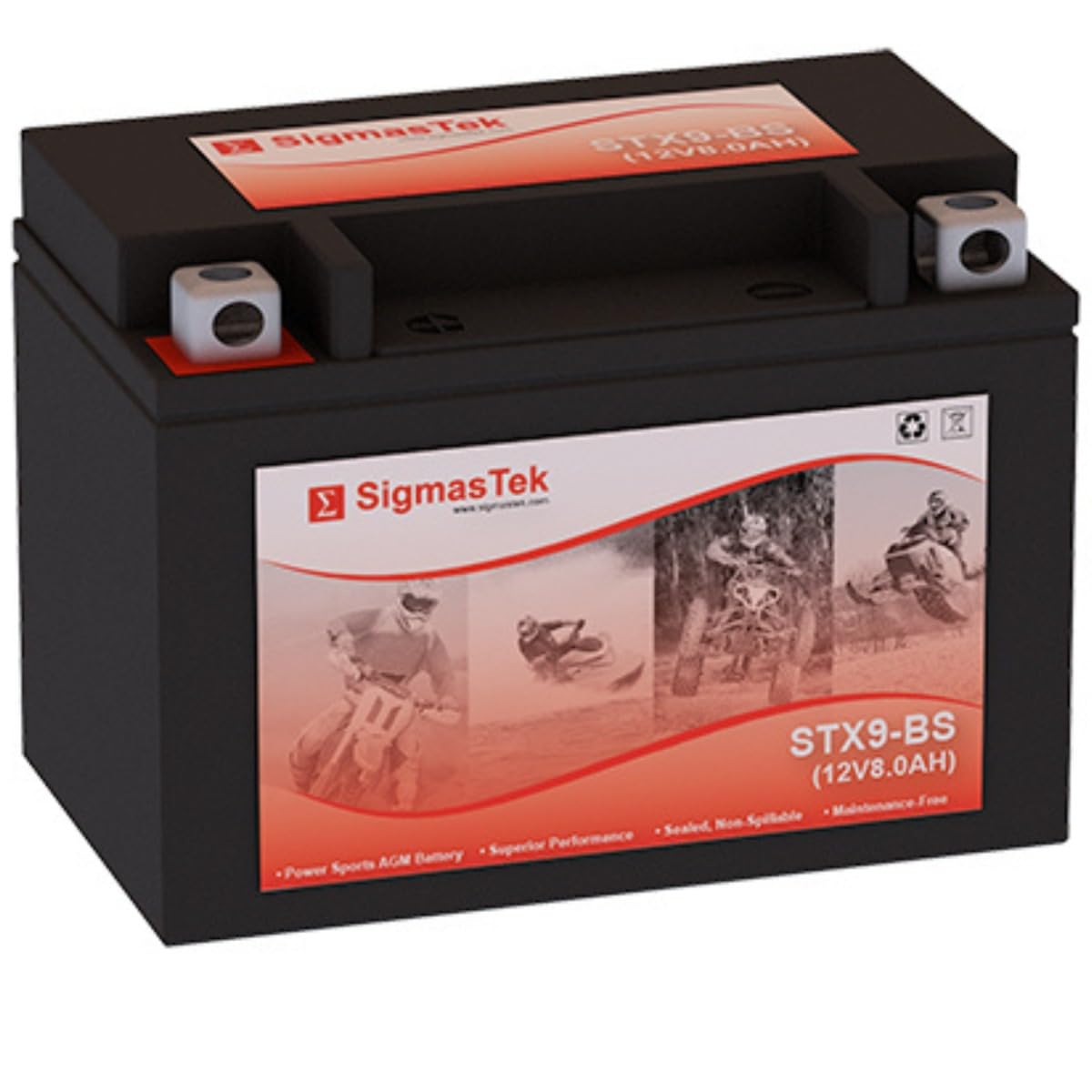 EverStart ES9BS Compatible SLA Motorcycle Battery by SigmasTek, STX9-BS 120CCA