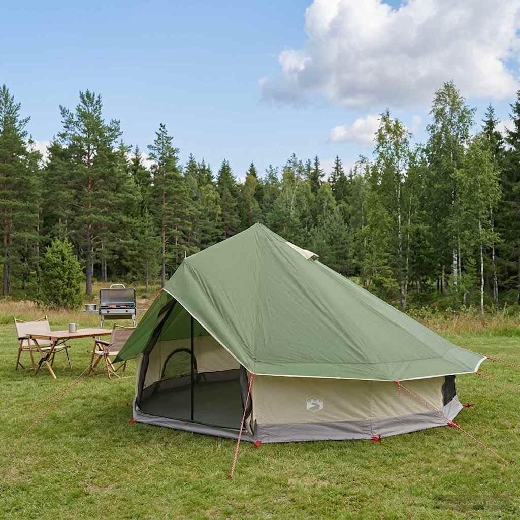 Tipi Namiot 18-osobowy Zielony Poliester Stalowa Rama Składana