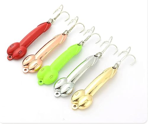 5 cucharas de pesca señuelo para trucha, salmón, anzuelos agudos de pesca, anzuelos giratorios, ganchos de pesca de aleación de zinc de metal duro,