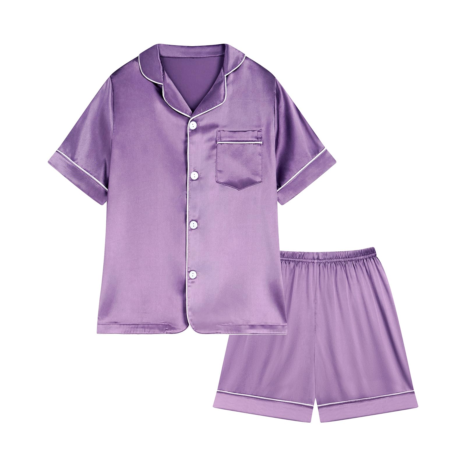 Conjunto de pijama de satén de seda con botones para niñas y niños, ropa de dormir de 2 piezas, regalo para bebés y niñas