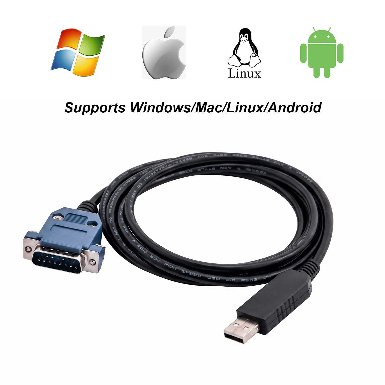 FT232RL - Cable adaptador serie USB a DB15 de 1,8 m, cable de programación RS232 macho de 15 pines para servovariadores YOKOGAWA, automatización industrial