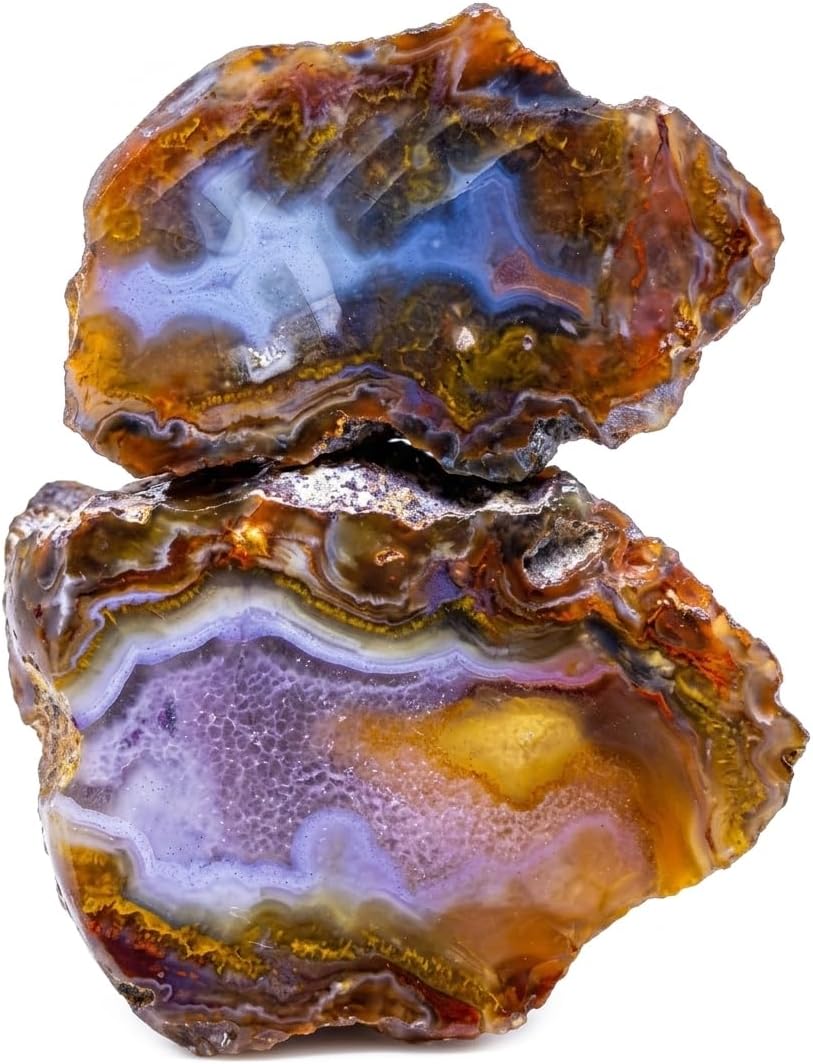 Multicolour Banded Agate Pair | Polished Natural Agate Slice | Grounding, Balance & Emotional Harmony Stone
